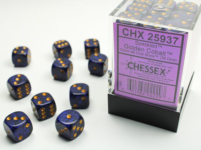 Tärningsset D6 36st Speckled Golden Cobalt