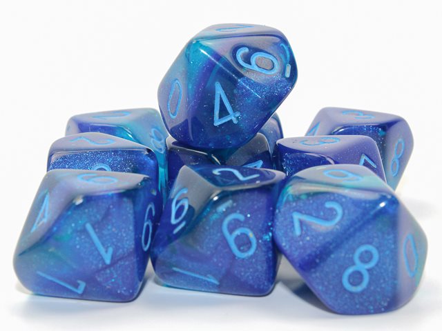 Tärningsset D10 10st Gemini Blue Blue light blue
