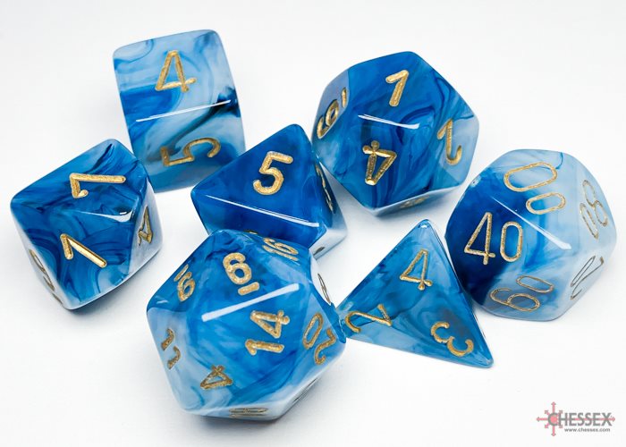 Tärningsset 7st Phantom Teal gold