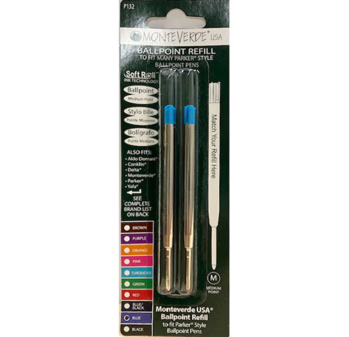 Monteverde Soft Ballpoint Refill (to fit Parker), Medium Point, Blue