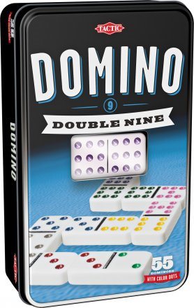 Spel Domino dubbel 9 i plåtask