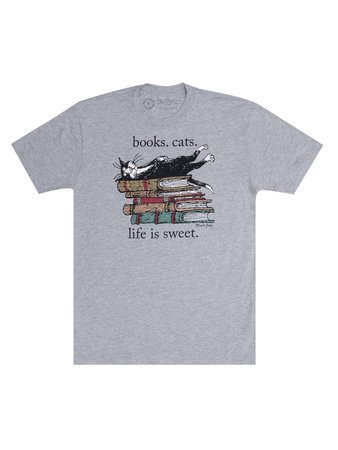 Books. Cats. Life is Sweet. Unisex T-Shirt Small