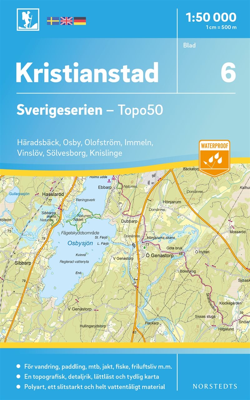 6 Kristianstad Sverigeserien Topo50 : Skala 1:50 000