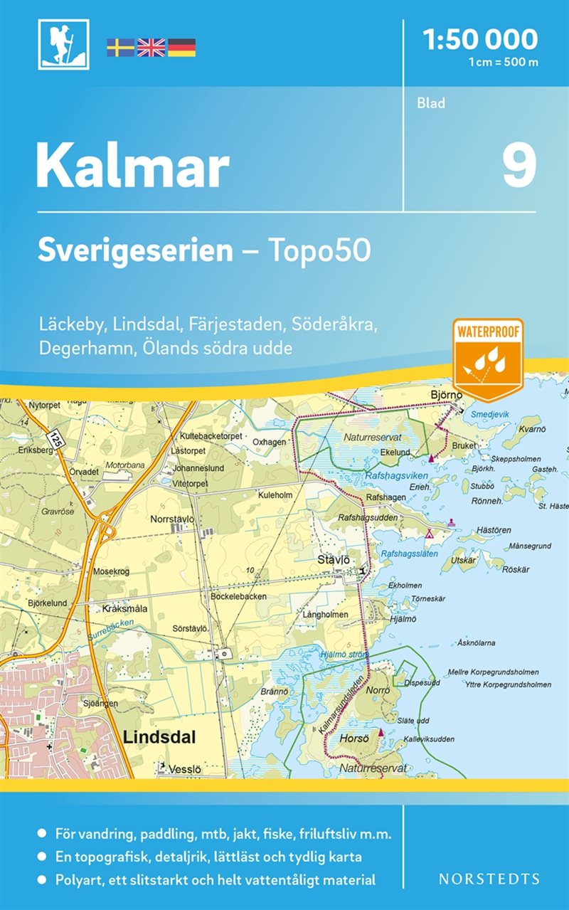 9 Kalmar Sverigeserien Topo50 : Skala 1:50 000