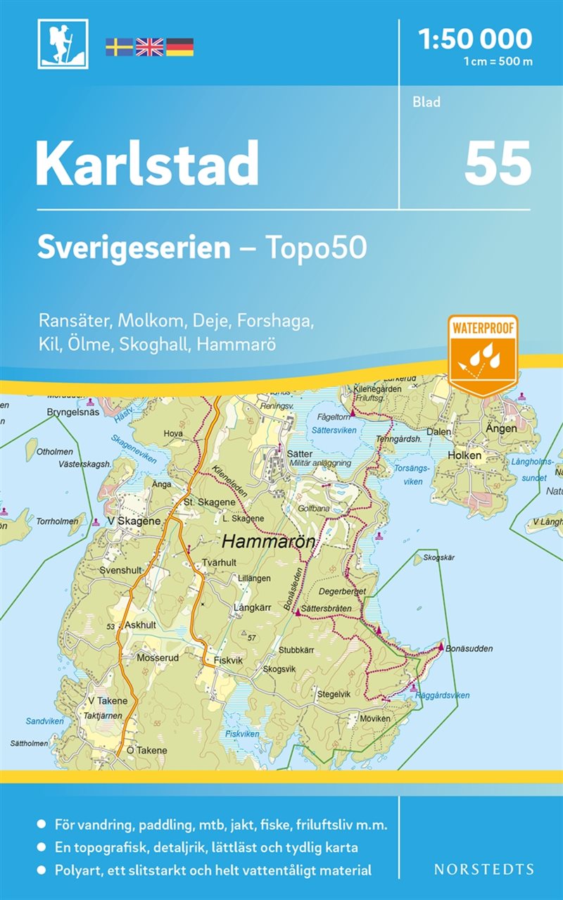 55 Karlstad Sverigeserien Topo50 : Skala 1:50 000