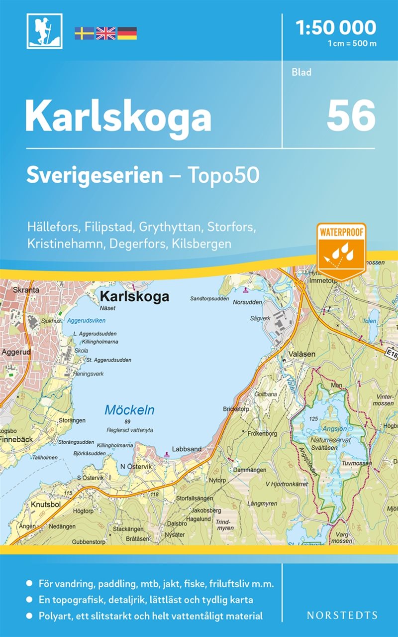 56 Karlskoga Sverigeserien Topo50 : Skala 1:50 000