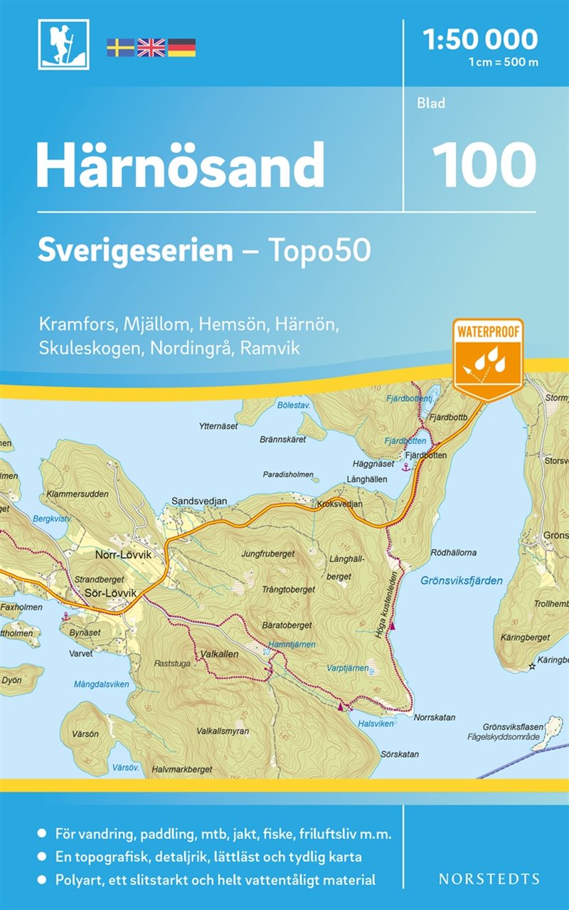 100 Härnösand Sverigeserien Topo50 : Skala 1:50 000