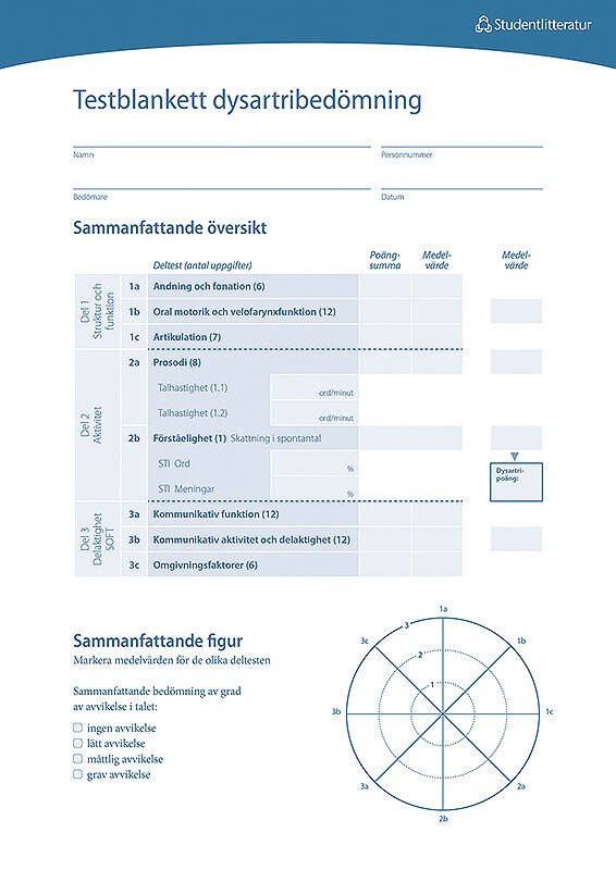 Dysartri - Testblankett