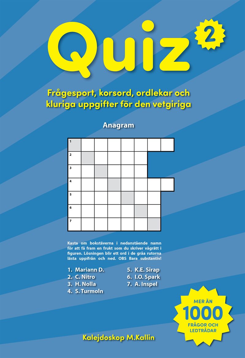Quiz 2 frågesport korsord ordlekar och kluriga uppgifter för den vetgiriga