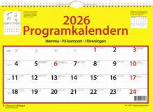 Programkalendern 42 x 29 cm · 12 Månadsblad · Wire-O med hängare · 1 månad/blad