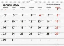 Programkalendern 42 x 29 cm · 12 Månadsblad · Wire-O med hängare · 1 månad/blad