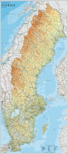 Sverige väggkarta Norstedts 1:900000 i tub - 1:900000