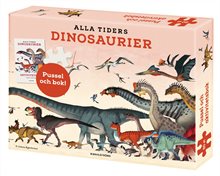 Alla tiders dinosaurier: aktivitetsbok, plansch och pussel 150 bitar